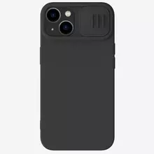Противоударный чехол бампер Nillkin CamShield Silky Magnetic Silicone (шторка на камеру) для iPhone 15 Elegant Black (Черный) 
