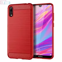 Чехол бампер для Huawei Y7 Pro 2019 iPaky Carbon Fiber Red (Красный)