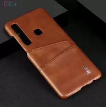 Чехол бампер для Samsung Galaxy A9 2018 Imak Leather Fit Card Slot Brown (Коричневый слот для карт)