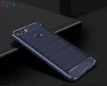 Чехол бампер для Huawei Y9 2018 iPaky Carbon Fiber Blue (Синий)