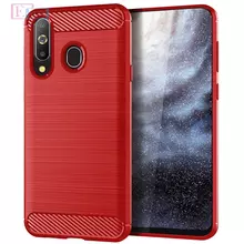 Чехол бампер для Samsung Galaxy M20 iPaky Carbon Fiber Red (Красный)