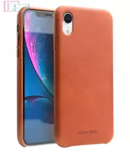 Чехол бампер для iPhone Xr Qialino Leather Back Case with Metal Buttons Light Brown (Светло Коричневый)
