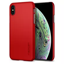 Чехол бампер для iPhone Xs Spigen Thin Fit Metallic Red (Металлический Красный)