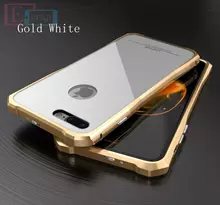 Чехол бампер для iPhone 8 Luphie Luxurious Tempered Glass White&Gold (Белый&Золотой)