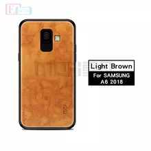 Чехол бампер для Samsung Galaxy A6 2018 Mofi Leather Bumper Light Brown (Светло Коричневый)