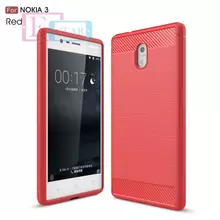 Чехол бампер для Nokia 3 iPaky Carbon Fiber Red (Красный)