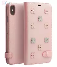 Чехол книжка для iPhone Xs Max Qialino Cherry Blossom Design Pink (Розовый)
