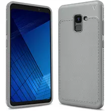 Чехол бампер для Samsung Galaxy A8 Plus 2018 A730F Lenuo Leather Fit Gray (Серый)