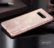 Чехол бампер для Samsung Galaxy S10 Plus X-Level Leather Bumper Gold (Золотой)