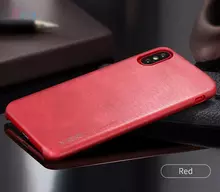 Чехол бампер для iPhone Xs X-Level Leather Bumper Red (Красный)