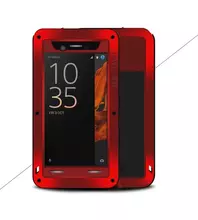 Противоударный чехол бампер для Sony XperiA XZ Love Mei PowerFull (Со стеклом) Red (Красный)