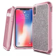 Противоударный чехол бампер для iPhone Xs Max X-Doria Defense Lux Pink Glitter (Розовый Блеск)