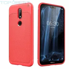 Чохол бампер для Nokia 6.1 Plus Lenuo Leather Fit Red (Червоний)