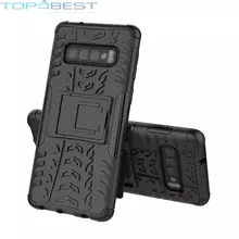 Противоударный чехол бампер для Samsung Galaxy S10 Nevellya Case (встроенная подставка) Black (Черный)
