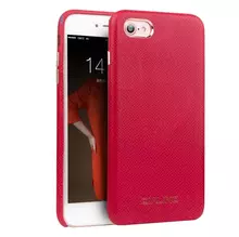Кожаный чехол бампер для iPhone SE 2022 / iPhone SE 2020 / iPhone 7 / iPhone 8 Qialino Cross Pattern with Golden Eyelet Red (Красный)
