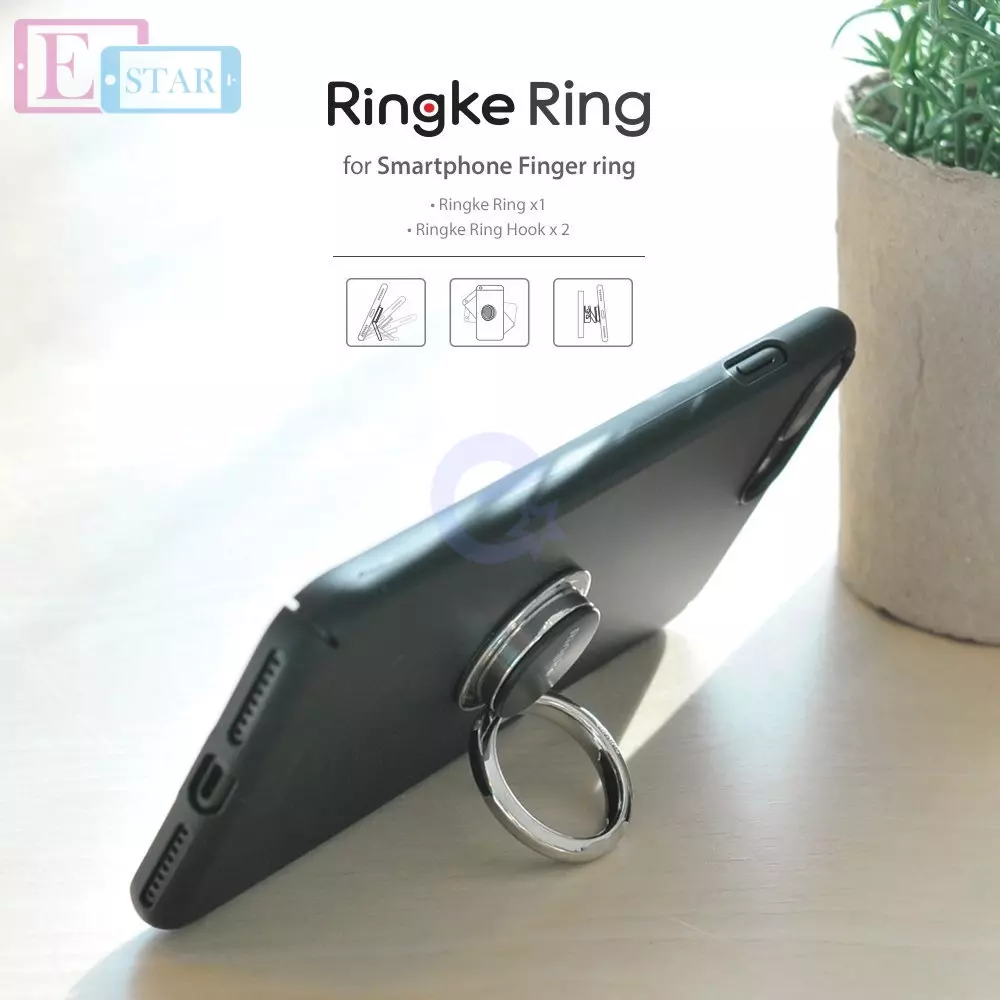 Кольцо-подставка Ringke Ring c поворотным 360 фиксирующим кольцом для iPhone Samsung Meizu Huawei Black (Черный)