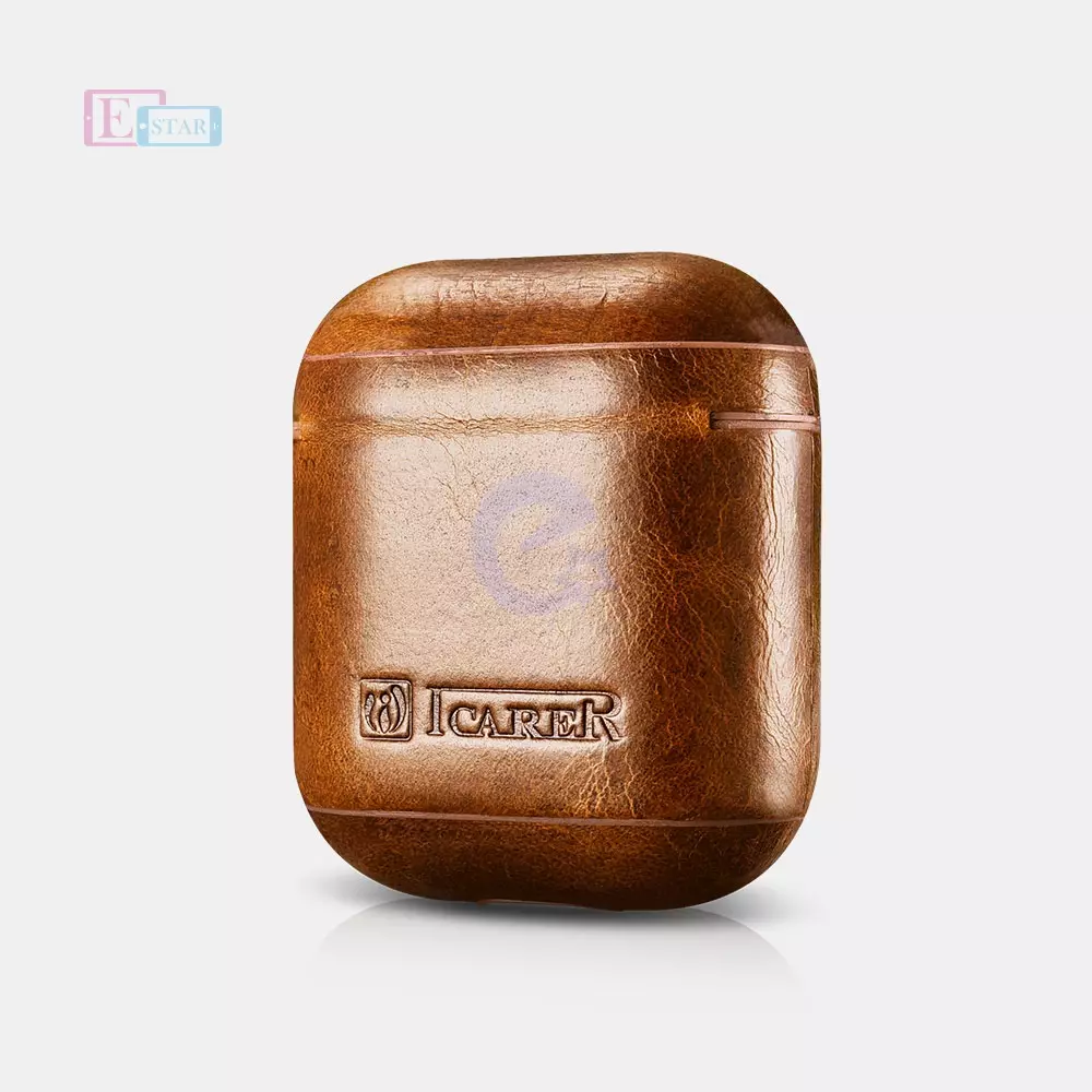 Чехол Icarer Airpods Oil Wax Leather Protective Case Cover для наушников AirPods Coffee (Кофейный) IAP021