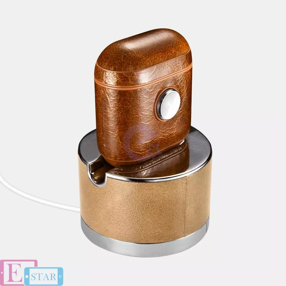 Чехол Icarer Oil Wax Fidget Spinner Airpods Leather Case Brown (Коричневый) IAP009