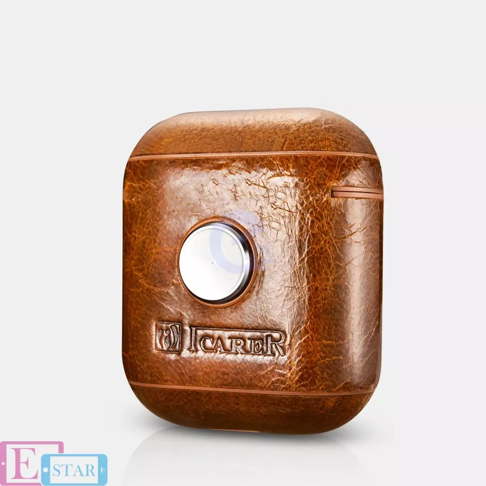 Чехол Icarer Oil Wax Fidget Spinner Airpods Leather Case Coffee (Кофейный) IAP009