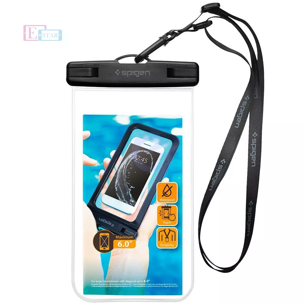 Универсальный спортивный водонепроницаемый чехол Spigen Velo A600 Universal Waterproof Case Pouch Dry Bag For Cell Phone &amp; Accessories Crystal Clear (Прозрачный) 000EM23354