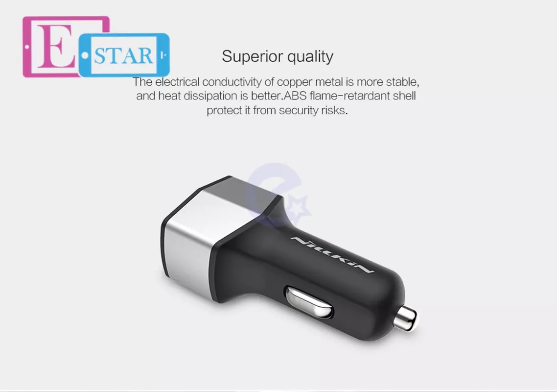 Автомобільна зарядка від прикурювача Nillkin Celerity Car Charger USB+TYPE-C 3.0 для Samsung, Apple, Hyawei, Asus, HTC, Meizu Black (Чорний)