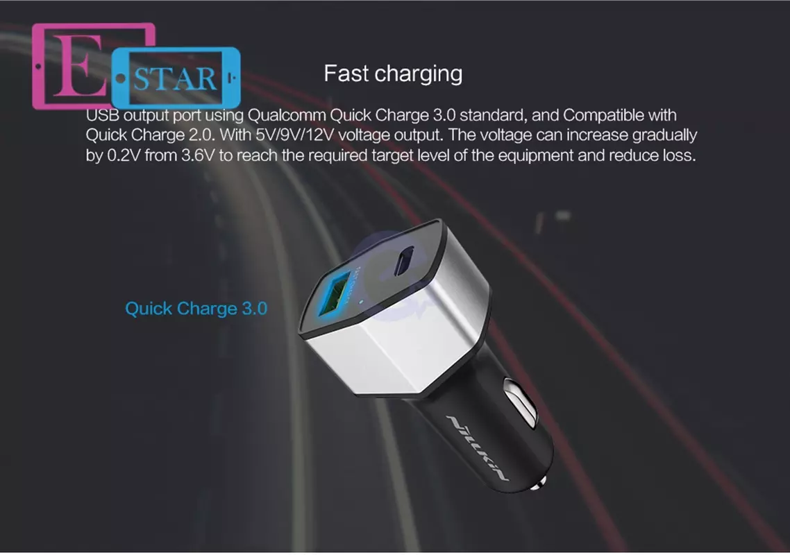 Автомобильная зарядка от прикуривателя Nillkin Celerity Car Charger USB+TYPE-C 3.0 для Samsung, Apple, Hyawei, Asus, HTC, Meizu Gold (Золотой)