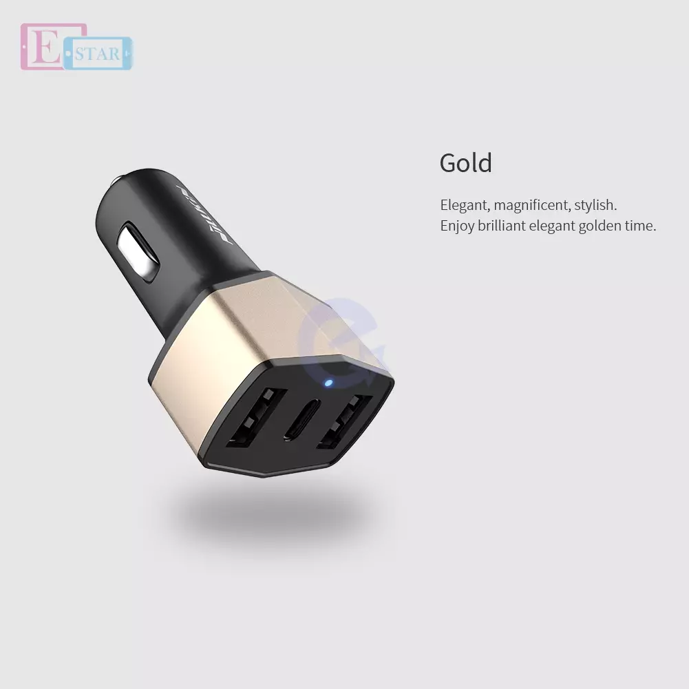 Автомобильная зарядка от прикуривателя Nillkin Celerity Car Charger 3 USB +TYPE-C для смартфона Golden (Золотой)