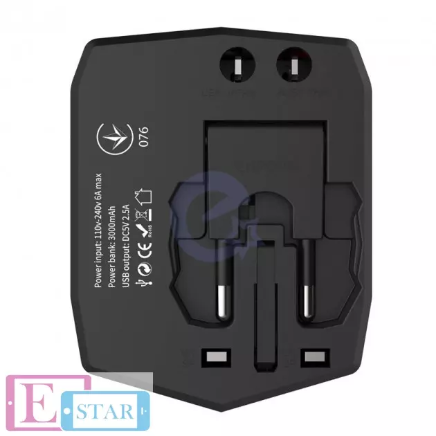 Сетевое зарядное устройство Nomi UC01 мультитревел со встроенным аккумулятором Black (Черный) 338348