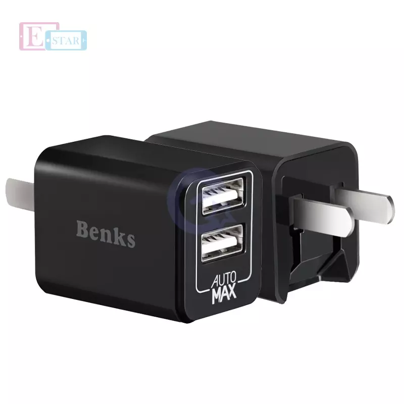 Зарядная станция Benks Compact Dual Usb Travel Charger для смартфонов и телефонов от розетки 220В Black (Черный) TC-029