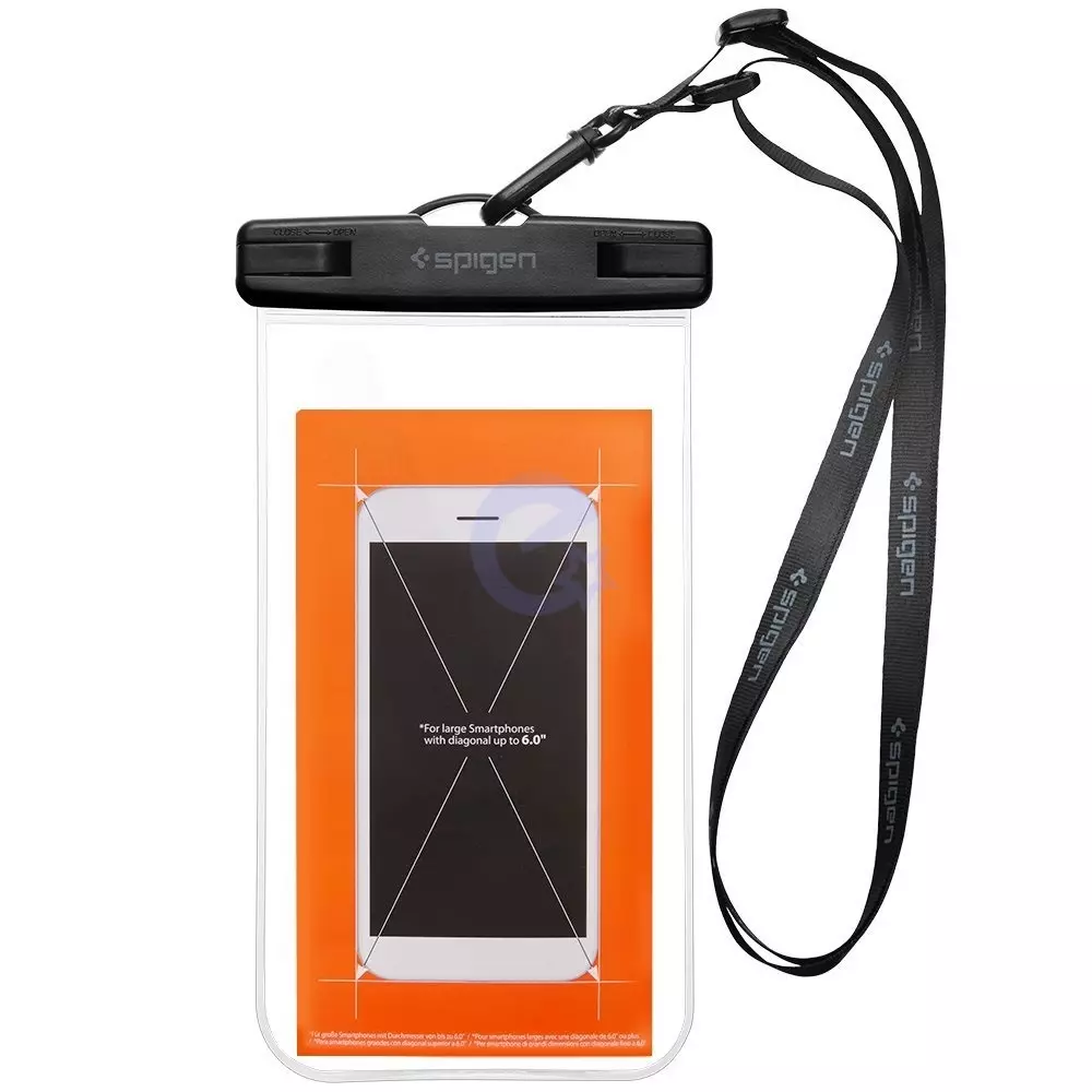 Универсальный спортивный водонепроницаемый чехол Spigen Velo A600 Universal Waterproof Case Pouch Dry Bag For Cell Phone &amp; Accessories Crystal Clear (Прозрачный) 000EM23354