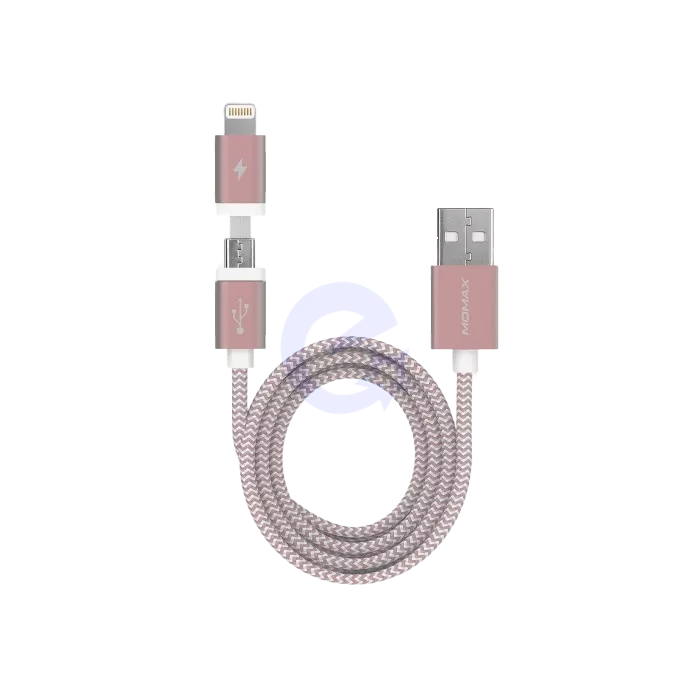 Кабель для зарядки Momax Elite-Link 2 in 1 Lightning &amp; Micro USB Cable Rose Gold (Розовое золото) DL4