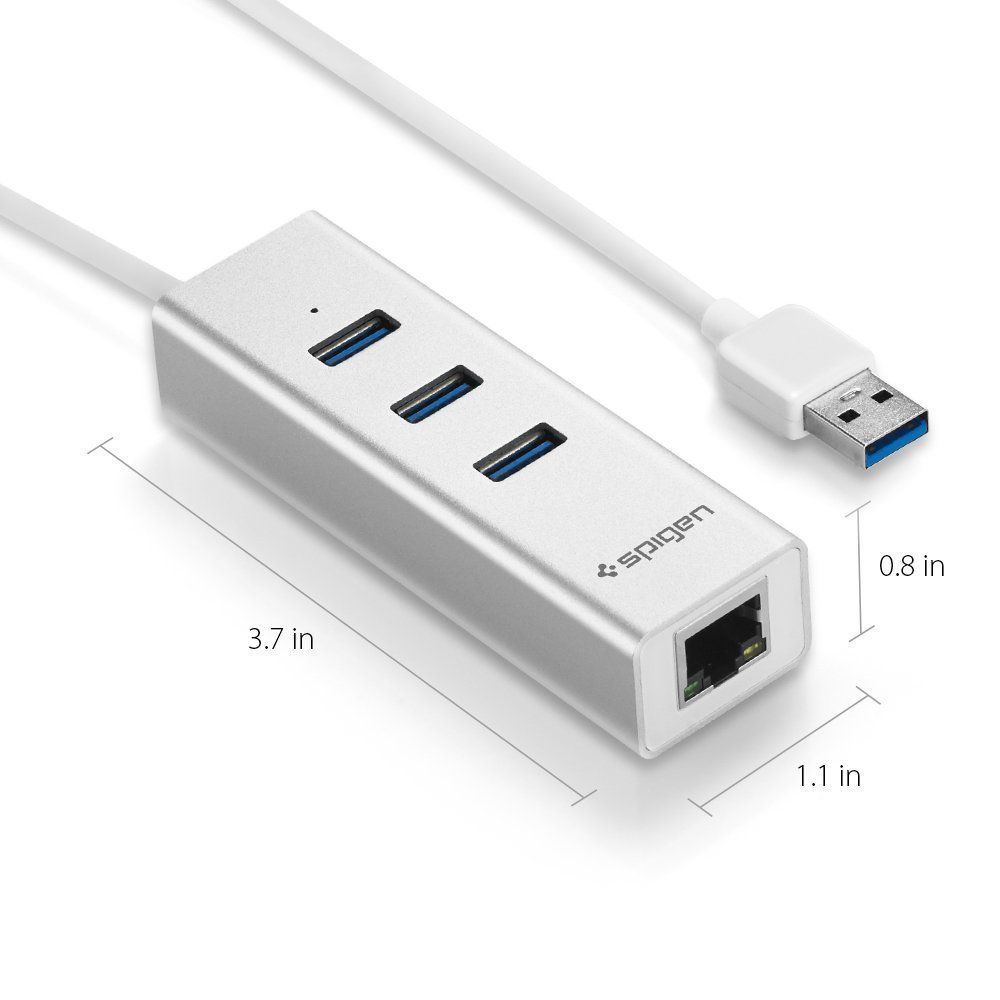 USB hub Spigen 3 USB 3.0 Ports Ethernet Adapter CA101