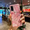 Чехол бампер для Samsung Galaxy A12 Anomaly Marble Plating Rose Triangle (Розовый треугольник)