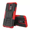 Противоударный чехол бампер для LG Q7 Nevellya Case (встроенная подставка) Red (Красный) 