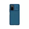 Противоударный чехол бампер для Xiaomi Redmi Note 10 Pro Nillkin CamShield (шторка на камеру) Blue (Синий) 