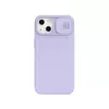 Противоударный чехол бампер для iPhone 13 Nillkin CamShield Silky Silicone (шторка на камеру) Misty Purple (Туманный Пурпурный) 