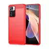 Чехол бампер для Xiaomi Poco M4 Pro 5G iPaky Carbon Fiber Red (Красный)