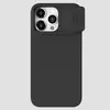 Противоударный чехол бампер Nillkin CamShield Silky Silicone (шторка на камеру) для iPhone 15 Pro Max Elegant Black (Черный) 