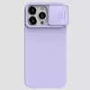 Противоударный чехол бампер Nillkin CamShield Silky Silicone (шторка на камеру) для iPhone 15 Pro Max Misty Purple (Пурпурный) 