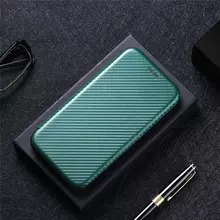 Чехол книжка для Xiaomi Mi Note 10 Lite Anomaly Carbon Book Green (Зеленый)