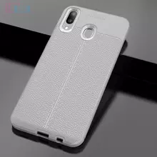Чехол бампер для Samsung Galaxy M10 Anomaly Leather Fit Gray (Серый)