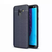 Чехол бампер для Samsung Galaxy J6 2018 J600F Anomaly Leather Fit Blue (Синий)