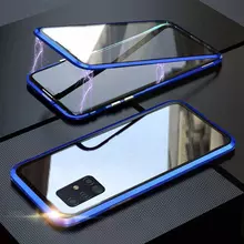 Чехол бампер для Samsung Galaxy A51 Anomaly Magnetic 360 With Glass Blue (Синий)