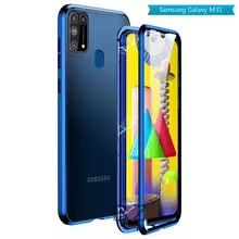 Чехол бампер для Samsung Galaxy M31 Anomaly Magnetic 360 With Glass Blue (Синий)