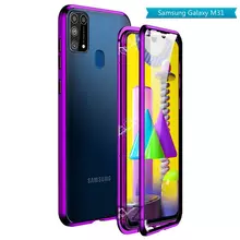 Чехол бампер для Samsung Galaxy M31 Anomaly Magnetic 360 With Glass Purple (Фиолетовый)