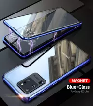 Чехол бампер для Samsung Galaxy S20 Ultra Anomaly Magnetic 360 With Glass Blue (Синий)