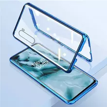 Чехол бампер для OnePlus Nord Anomaly Magnetic 360 With Glass Blue (Синий)
