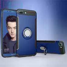 Чехол бампер для Huawei Honor 9 Lite Anomaly Magnetic Ring Sapphire Blue (Сапфировый)