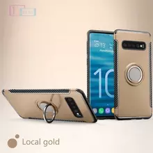 Чехол бампер для Samsung Galaxy S10 Plus Anomaly Magnetic Ring Gold (Золотой)