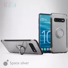 Чехол бампер для Samsung Galaxy S10 Anomaly Magnetic Ring Silver (Серебристый)